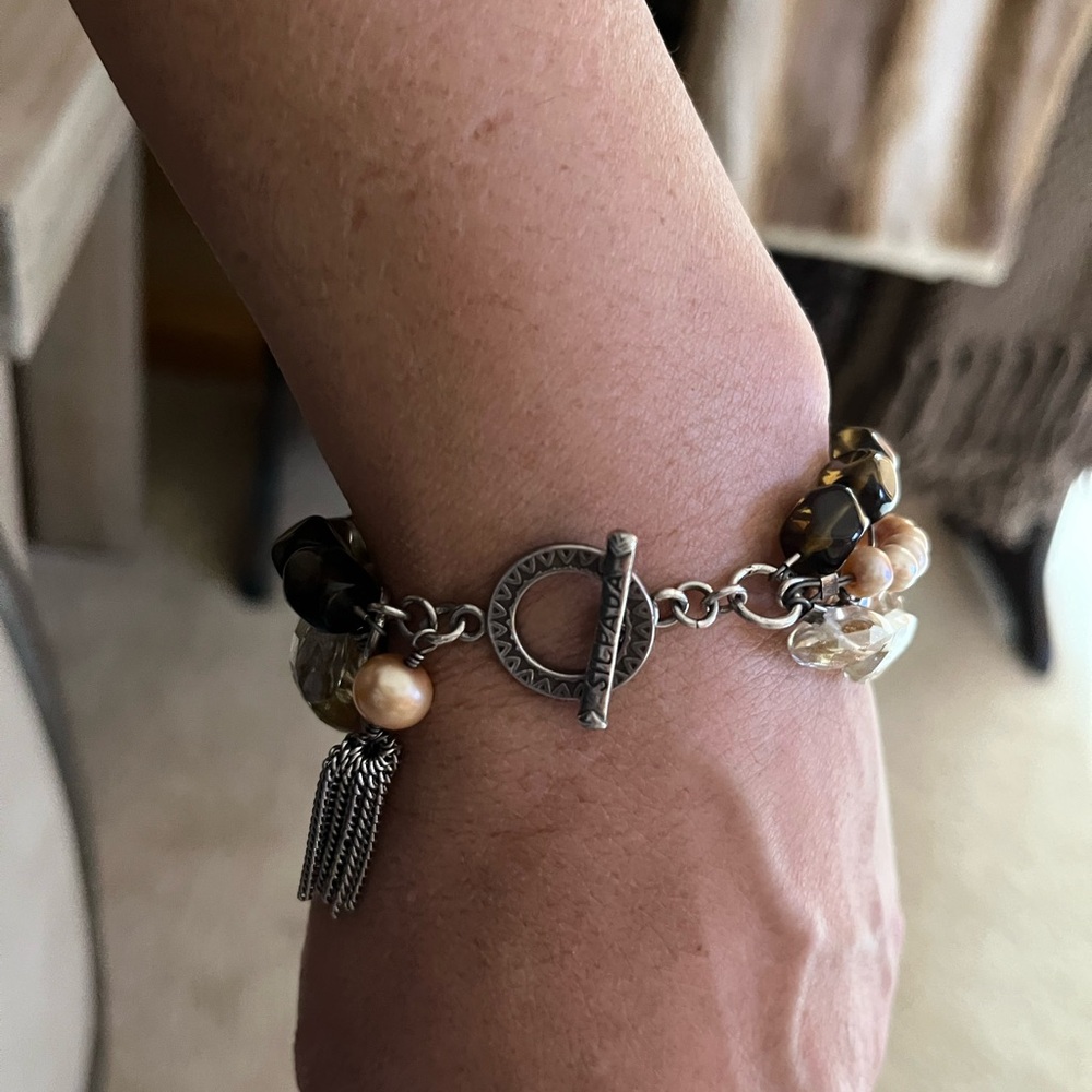 Silpada Golden and Black Beaded Bracelet - Picture 2 of 6
